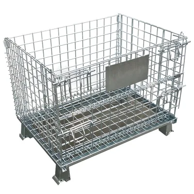 Custom Made Warehouse Stacking Galvanise Folding Steel Wire Mesh Pallet Basket Container