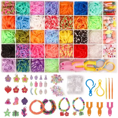 3000+ Rubber Band Bracelet Kit Colorful Loom Bracelet Making Kit DIY Art Craft Kit for Kids Girls Boys Gift