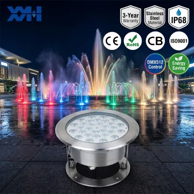 Heavy Duty Stainless Steel 304 IP68 DMX512 Underwater Light LED Fountain Lamp for Public Square and Hotel Water Scapes