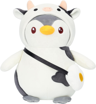 Cute Penguin Cow Plush Stuffed Animal Penguin with Cow Outfit, Gifts for Boys and Girls