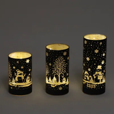 Multi-color LED Glass Led Lantern Lighted Multicolor LED Lights Glass Table Lamp for Christmas