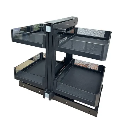 Hot Sale Kitchen Pull Out Magic Corner Basket,Tempered Glass Pullout Basket,Kitchen Organizer Units