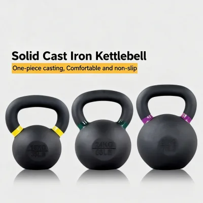 Powder-coated Cast Iron Kettlebells, Solid Cast Iron Kettlebells, Essential for Freestyle Multi-training, Home Gyms, and Gyms.