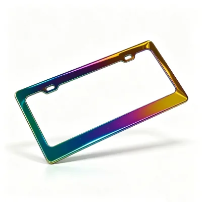 Heavy Duty Thicker rainbow Design Stainless Steel License Plate Frame Neon Mirror License Plate Holder Usa