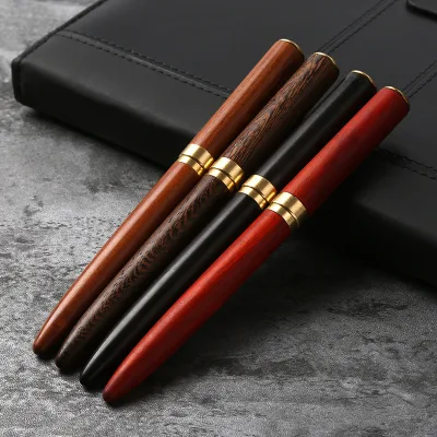 2025 Luxury Gold Signature Wood Ballpoint Gift Brass Pen Blanks Custom logo Engraving Wooden Roller Pen with Copper