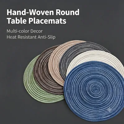 Washable Polyester Cotton Eco-Friendly Placemat Heat Insulation Non-Slip Customizable Design 36cm Table Mat for Hotels Dining