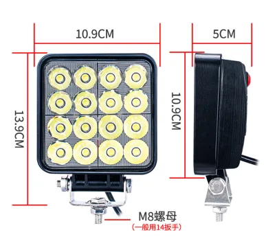 Popular Product Square Led Work Lamp 4 Inch 16 Beads Built-In-Switch Led Work Light