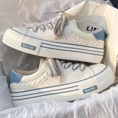 New Style Custom Walking Style Shoes Sneakers Ladies Lace-up Low Cut Canvas Casual Vulcanized Shoes for Women