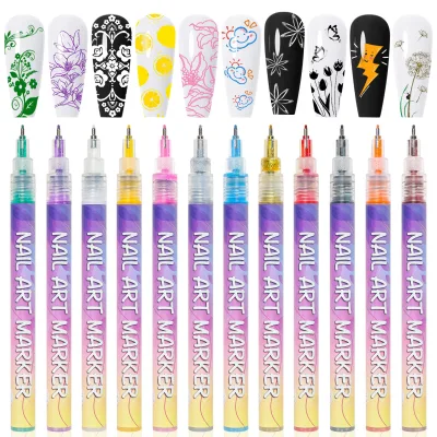 Nail Art Graffiti Pen Acrylic Marker Pen 0.5mm Fine Needle Tube Quick Drying Pen Nail Art Tool