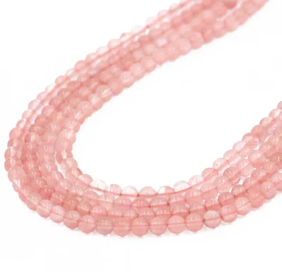 Loose Gemstone Bead Pink Crystal Quartz Beads 8mm Round Natural Stone Cherry Quartz Beads for Bracelet Making Jewelry