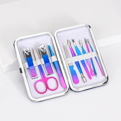 7/10/12/15 Piece in 1 Dazzle Double-Color Stainless Durable Manicure Pedicure Set for Toe Nail Care Men Women