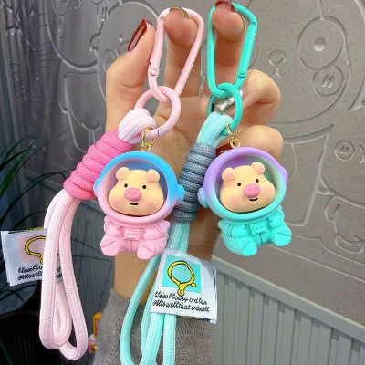 Direct Factory Cartoon Astronaut Pig Keyring Waterproof Lightweight Zinc Alloy Clasp Promotional Space Pig Bag Charm Pendant