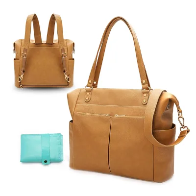 Large Capacity Leather Diaper Backpack Waterproof Handheld Summer Travel Bag Fashionable Vintage for Parents Kids Boys Girls