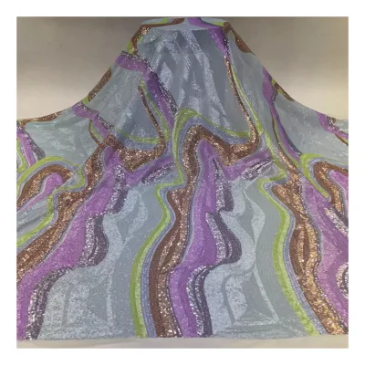 Factory Direct Eco-Friendly 100% Polyester Soft Mesh Sequin Wedding Lace Fabric Water-Soluble Breathable Party Occasion