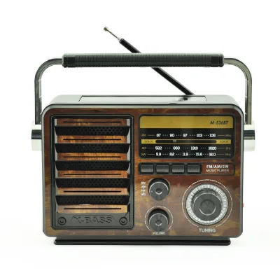 M-536Bt Kemai Newest Vintage Retro Hand Held Portable Wood Wooden Solar Led Flashlight Audio Shape Wireless Charger Fm Radio
