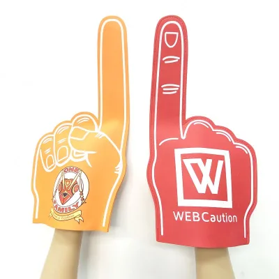 Factory Price Customized Shape Red and Blue Colored Eva Foam Victory Finger Cheering Sponge Hand