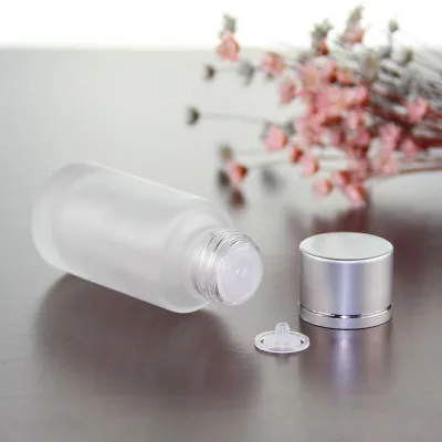 Wholesale Portable Matte White Glass Foundation Separate Press Lotion Bottle With Airless Pump Bottle Jar
