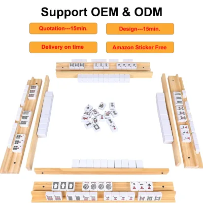 Modern Table Game Accessories Pine Wood Storage Rack American Mahjong Tiles Rack Set 4PCS Mahjong Racks with Magnetic Pushers