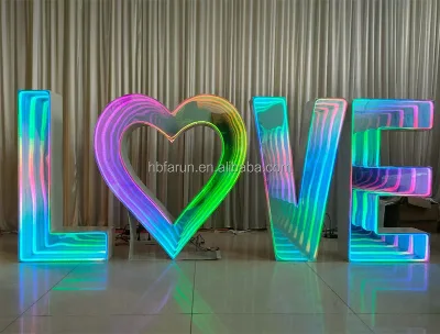 FURUN 3D LED Infinite Mirror Letters Advertising Sign Luminous Numeric Identification Markers Wedding Party Decoration Items
