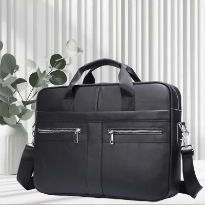 Custom Logo Cowhide Leather Briefcase Storage for Artwork Sketch Drawing Canvas Laptop Briefcase Bag