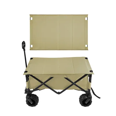 KingGear Stainless Steel Outdoor Camping Roll Container Folding Wagon Four-Wheel Oxford Cover Tools Storage-OEM Customizable