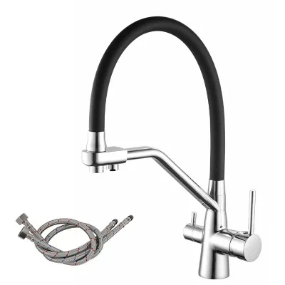 Stainless Steel Faucet High End Double Handle Sink Mixer Tap Chrome Black Rose Gold Kitchen Faucet for Kitchen Sink