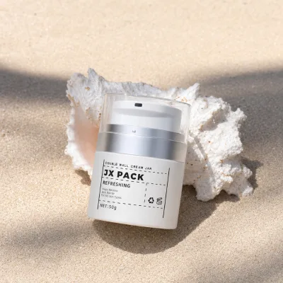 Mini 1oz Refillable Inner AS Airless Vacuum Custom Printed Round 30g 50g Plastic Cosmetic Plastic Cream Press Top Lotion Jar