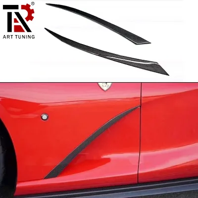 For Ferrari 812 Fender Vent Carbon Fiber Cover, N-Style Dry Carbon Side Vent Grille Trim