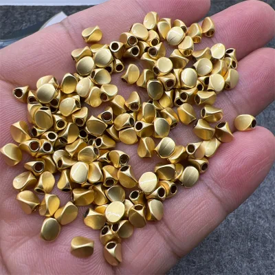 18K Gold-Plated Color-Retaining Loose Beads Irregular Twisted Spacer Jewelry DIY Accessories-Traditional Gold-Finishing Beadwork
