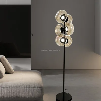 Postmodern Style Multi-Head Floor Lamp with Glass Body LED Warm White Light Source for Hotel Bedroom Decor E27 Body Floor Lamp