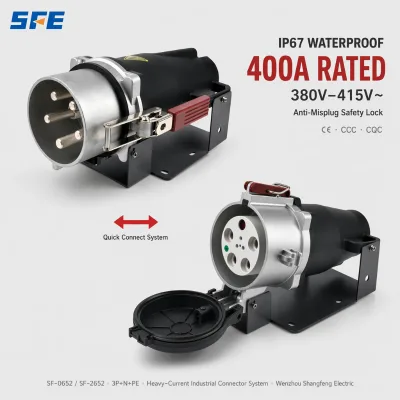 SFE IP67 250A 400A 630A Large APM Power High Performance with Panel Mounted 4 5 Pin Waterproof Electrical Industrial Plug Socket