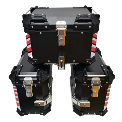38L Black Motorcycle Top Box Universal Straight Side Box Motorcycle Aluminium Motorcycle Panniers OHOO Tail Box