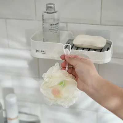 Plastic Wall Mounted Bathroom Accessories Organizing Shelf Detachable Draining Layer Soap Dish Tray Sundries Storage Rack