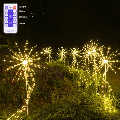 Solar Energy Ground Plug Light 200led Decorative Fireworks Shaped Lights for Outdoor Park Atmosphere Lights
