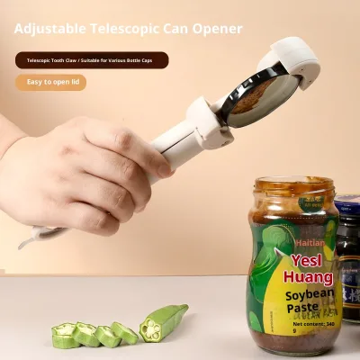 Multi-Function Magnetic Extendable Plastic Can Opener with Screw Lid Beer Opener