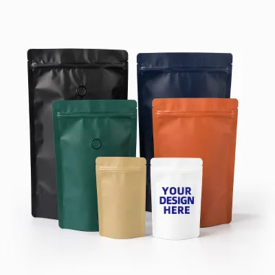 Customized Moisture-Proof Matte Finish Foil Sustainable Reusable Ziplock Eco Friendly Coffee Roaster Block Bottom Bag