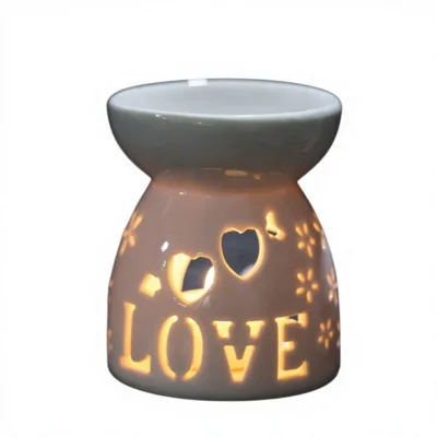 Cross-border Exclusive Private-label Drop Shipping Intricately Carved Cute-style Small White Porcelain Candle Diffuser Essential