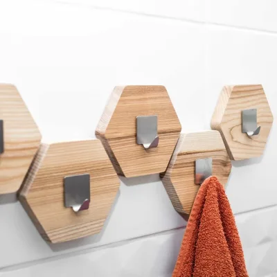 Handmade Rustic Wood Wall Hooks 4/6 Pack Wall Mounted Coat and Hat Hooks for Bathroom Sets