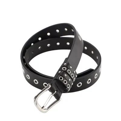 High Quality Customized PU Leather Buckle Belts Cowhide Material Alloy Rivet Pin Stylish Business Fashionable Waist Belt