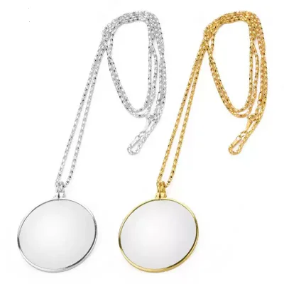 Exquisite 5x HD Glass Lens Necklace Portable Jewelers Loupe with Hanging Metal Chain Optically Useful Pocket Magnifier Gift