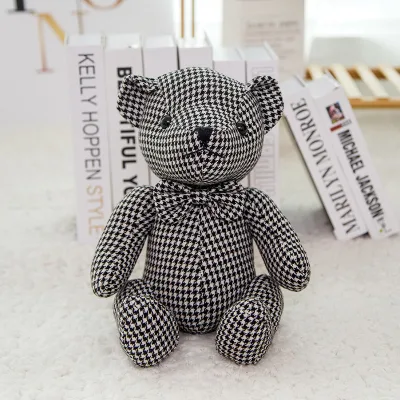 Different Color Valentine Couple Cute Plush Hounds Tooth Bear Cloth Material Small Teddy Bear with Ribbon