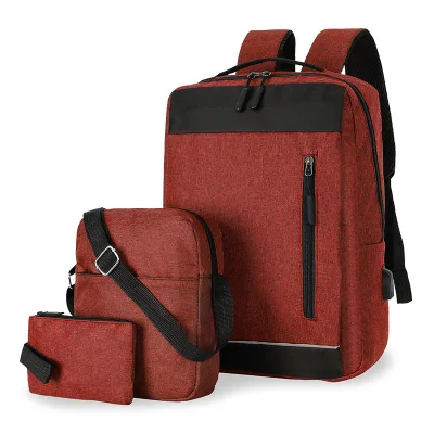 HY198 2025 New Casual Male Personality Splicing Backpack Three-piece Outdoor Computer Backpack Set