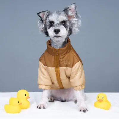 Winter Warm Embroidered Pet Coat Thick Windproof Padded Jacket for Small Dogs Cats Cold Weather Outdoor Walking