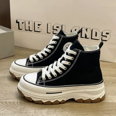New 2026 Height Increase Women Canvas Shoes Non-slip Fashion Elevator 5cm Brand Design Girls Walking Sneaker Chunky Low Price