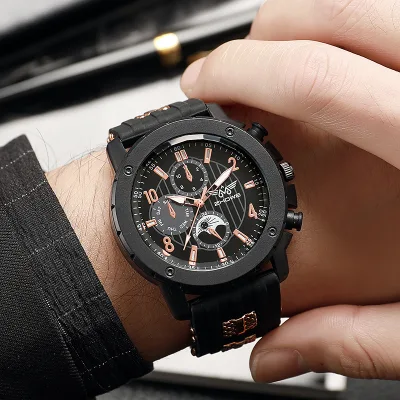 Men's Sports Watch Fashion Silicone Band Quartz Watches With Date Calendar