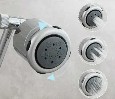 Three Function ABS Round Top Spray Head Shower Head