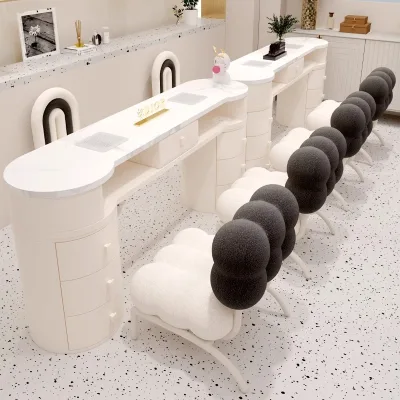 Modern Light Luxury Nail Table White Salon Nail Table Wooden Marble Fashion Nail Care Living Room Bedroom