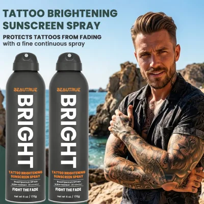 Factory Wholesale SPF 50 Plus Water Resistant Tattoo Sunscreen Spray With Brightener Effect for Tattoo Aftercare Sun Protection