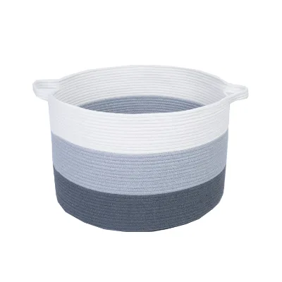 Custom Modern Handmade Woven Storage Basket Round Cotton Rope Woven Basket Folding Laundry Cute Shape Basket for Toys