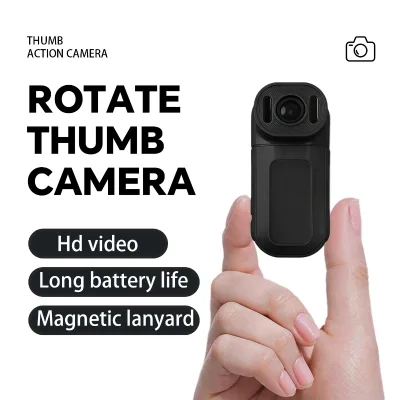 Mini Thumb Action Camera HD 1080P SD Card Wearable Vlog 1.47" IPS Screen 180 Rotatable Lens Cycling Diving Travel Outdoor